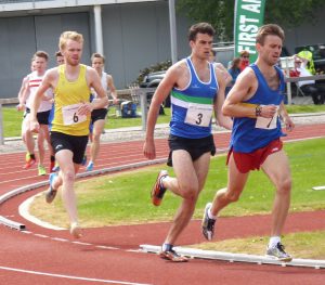 Scott Green (6) challenges in the 1500metres