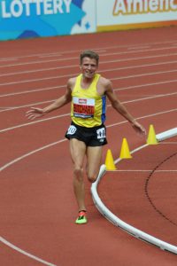 Andrew Celebrates his final lap