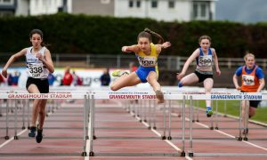 Coirilidh Cook leads the way in the hurdles