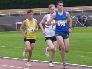Jamie Crowe (4) set to pounce in the 5000 metres